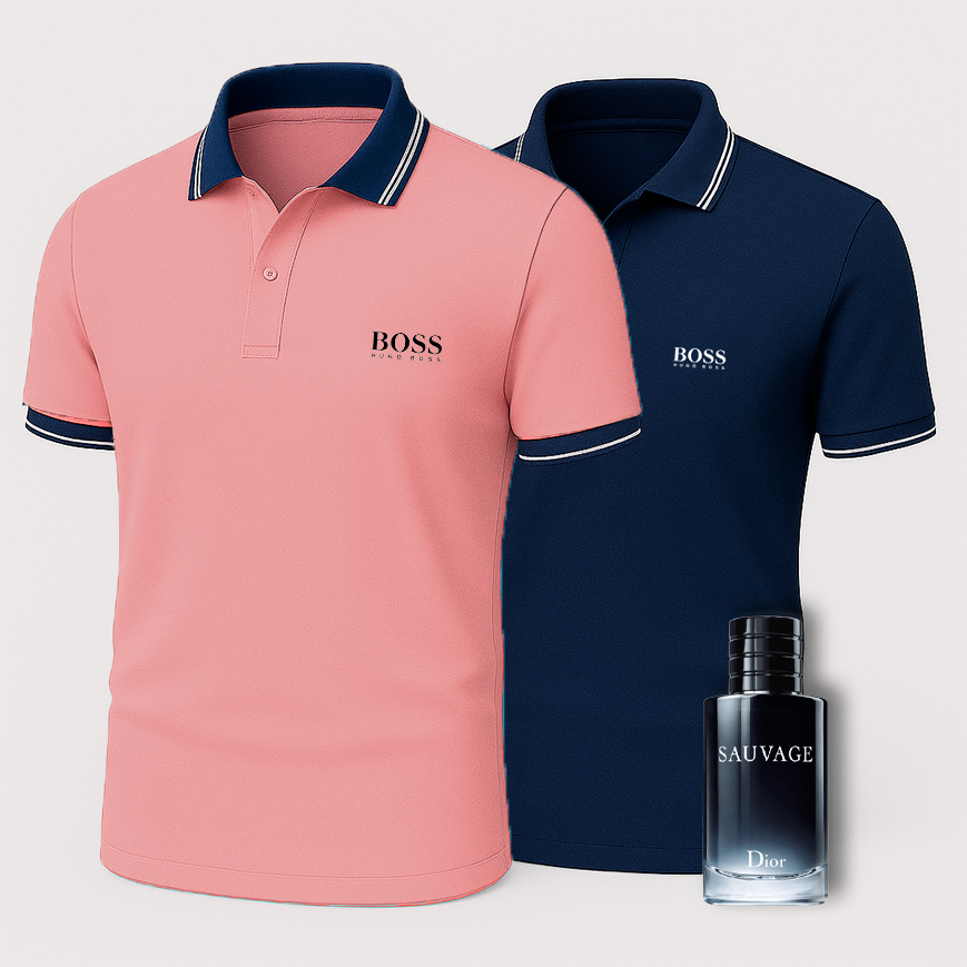 [BUY 1 GET 2] Premiere Polo Shirt Kit – 2 Premium Polos + Free Luxury Fragrance